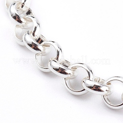 女性用 304 ステンレススチール ローロチェーン ブレスレット  カニカン付き  銀  7-1/2インチ（19.2cm）&nbsp;BJEW-JB05996-01