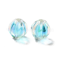 ツートン UV メッキ レインボー虹色アクリル ビーズ  カボチャ  空色  15.5x14.5~15mm  穴：2.7~2.8mm&nbsp;LS-TACR-D010-05A