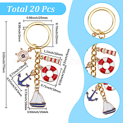 20Pcs Alloy Enamel Pendant Keychain&nbsp;KEYC-SC00032