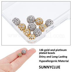 10Pcs 2 Colors Rack Plating Brass Micro Pave Clear Cubic Zirconia Beads&nbsp;ZIRC-SC0001-23