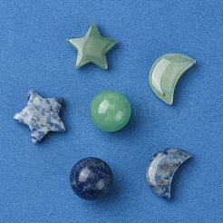 Natural Gemstone Healing Moon & Star & Round Ornaments&nbsp;AJEW-FS0001-12A