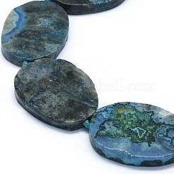 天然石オーシャンジャスパービーズ連売り  オーバル  染め  42~57x32~47x6~7mm  穴：2mm  約7~8個/連  16.1~16.14インチ（40.9~41cm）&nbsp;G-F655-14