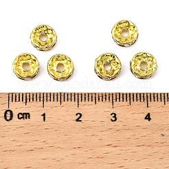 真鍮製ラインストーンスペーサービーズ  グレードA  ストレートフランジ  ゴールデンの金属色  ロンデル  クリスタル  8x3.8mm  穴：1.5mm&nbsp;RB-A014-Z8mm-01G