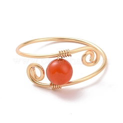 7Pcs Round Natural & Synthetic Mixed Stone Braided Bead Finger Rings&nbsp;RJEW-JR00531