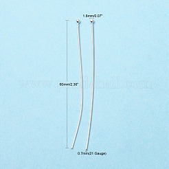 真鍮のボールヘッドピン  銀色のメッキ  サイズ：約0.7mm厚（21ゲージ）  長さ60mm  ヘッド：1.8mm&nbsp;RP0.7x60mm-S