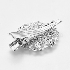 Rack Plating Hair Accessories Iron Alligator Hair Clip Findings&nbsp;MAK-WH0002-01P