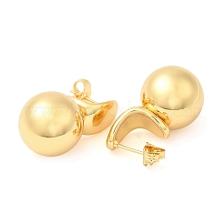 Brass Round Ball Dangle Stud Earrings&nbsp;EJEW-K251-02G