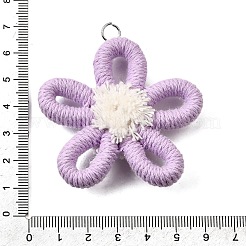ポリエステルペンダント  花  プラチナジャンプリング付き  ミックスカラー  56x59x10mm  穴：5mm&nbsp;FIND-D303-03
