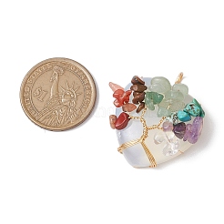 Natural Quartz Crystal Copper Wire Wrapped Rock Crystal Heart Pendants&nbsp;PALLOY-JF02847-02