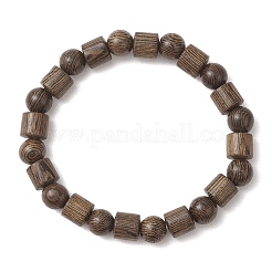 Natural Wenge Wood Beaded Stretch Bracelets for Women Men&nbsp;BJEW-JB13486