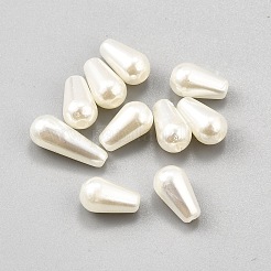 ABSプラスチックパール調ビーズ  ティアドロップ  ベージュ  9.5x5.5mm  穴：1.8mm  100個/セット&nbsp;KY-WH0045-83A-02