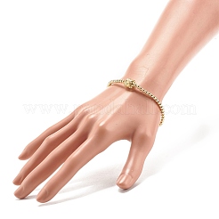 合金仏頭を備えた合成ヘマタイトビーズストレッチブレスレット  女性のためのアクセサリー用原石のアクセサリー  ゴールドカラー  内径：2-1/4インチ（5.8cm）&nbsp;BJEW-JB07955