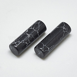 合成ターコイズビーズ  染め  穴なし/ドリルなし  コラム  ブラック  12x4mm&nbsp;TURQ-S290-03C-02
