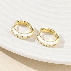 Brass Micro Pave Cubic Zirconia Hoop Earrings&nbsp;KK-CBA081F-04G-C
