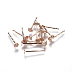 304ステンレススチールスタッドピアス金具  フラットパッドイヤリングポスト  ローズゴールド  11.5x3mm  ピン：0.7mm&nbsp;STAS-E484-67D-RG