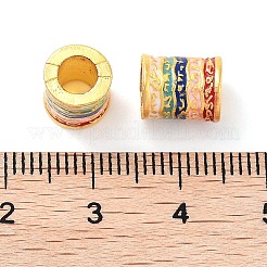 合金エナメルヨーロピアンビーズ  大穴ビーズ  ゴールドカラー  コラム  カラフル  9x8mm  穴：4.5mm&nbsp;ENAM-B001-04A