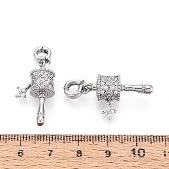 真鍮製マイクロパヴェキュービックジルコニアペンダント  祈りの輪のお守り  プラチナ  32mm  穴：4mm  ペンダントサイズ：25.4x10x9mm。&nbsp;KK-N287-17P
