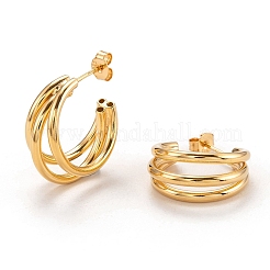 スターリングシルバーハーフフープピアス925個  スプリットのピアス  耳ナッツ  ゴールドカラー  20.5x9.5mm  ピン：0.6mm&nbsp;EJEW-H110-16G