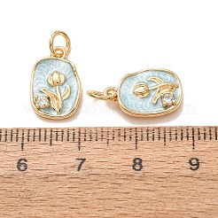 Brass Micro Pave Clear Cubic Zirconia with Enamel Pendants&nbsp;CU-K002-52G-C