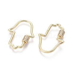 Brass Micro Pave Cubic Zirconia Screw Carabiner Lock Charms&nbsp;ZIRC-I031-13G