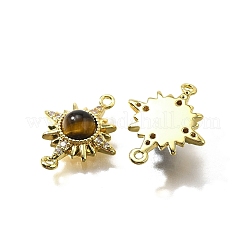 Brass Clear Cubic Zirconia Sun Links Connector Charms&nbsp;KK-K398-23G