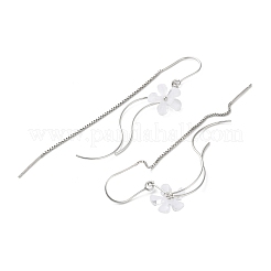 スターリングシルバーの花のイヤリング 925 個  プラチナ  80x12mm&nbsp;EJEW-P296-20P