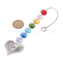 Glass Octagon Beaded Hanging Ornaments&nbsp;HJEW-JM01760-02