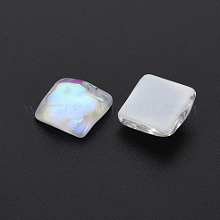 半透明の電気メッキガラスカボション  正方形  ミディアム蘭  13x13x5.5mm&nbsp;EGLA-T026-003