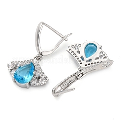 Brass Pave Cubic Zirconia Ginkgo Leaf Hoop Earrings for Women&nbsp;EJEW-I304-30P-05
