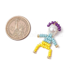 Glass Seed Bead with Glass Pearl Round Bead People Pendants&nbsp;PALLOY-MZ00643
