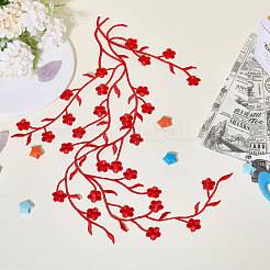 梅の花形アップリケ  刺繍糸 ホットメルト接着剤 毛布 布パッチに縫い付ける  マスクと衣装のアクセサリー  レッド  460x145x1mm&nbsp;PATC-WH0007-11E