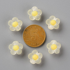 透明なアクリルビーズ  艶消し  二層ビーズ  花  きいろ  12x12.5x6mm  穴：2.5mm  約893個/500g&nbsp;TACR-S152-06C-SS2105
