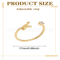 女性用レター真鍮ラインストーンオープンカフリング1個  文字l  内径：17~18mm&nbsp;AJEW-LP0004-47L-G