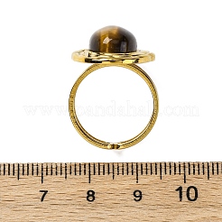 Oval Natural Tiger Eye Finger Rings&nbsp;RJEW-M063-01G-11