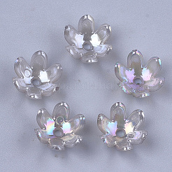 100g透明アクリルビーズキャップ  ABカラー  6花びら  チューリップの花  ミックスカラー  14x13x6mm  穴：2mm&nbsp;TACR-SZ0001-37