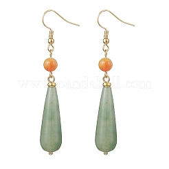 Natural Green Aventurine Teardrop Dangle Earrings&nbsp;EJEW-JE06848-01