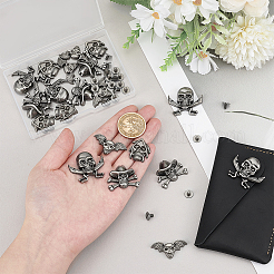 20袋4種類のチベット風合金リベット  スカル  アンティークシルバー  16~29x20~32.5x4~9mm  穴：2.6mm  5バッグ/スタイル&nbsp;FIND-PH0059-91