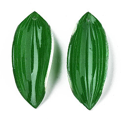 プラスチックチャーム  葉  グリーン  34.5~37x10.5~15x6~7mm  穴：1mm&nbsp;X-KY-N015-130