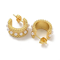 Brass ABS Imitation Pearl Stud Earrings&nbsp;EJEW-N054-51G