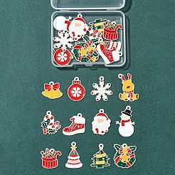 24Pcs 12 Styles Christmas Theme Spray Painted Alloy Enamel Pendants&nbsp;ENAM-FS0002-19P