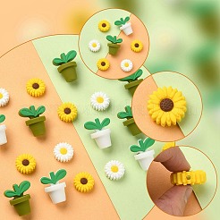 20 個 4 スタイル食品グレードの環境に優しいシリコーン焦点ビーズ  デイジーと植物  ミックスカラー  19.5~30x7.5~20mm  穴：2mm  5個/スタイル&nbsp;SIL-YW0001-18