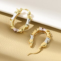 真鍮ツートンオーバルフープピアス  18KGP本金メッキ  28x22.5x5mm  ピン：16x1.5x0.5mm&nbsp;EJEW-B117-04