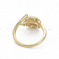Brass Micro Pave Clear Cubic Zirconia Cuff Rings&nbsp;RJEW-Q164-014-NF
