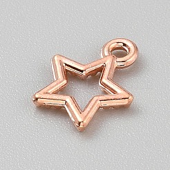 合金空枠ペンダント  UVレジンDIY用  エポキシ樹脂  プレスジュエリー  ローズゴールド  スター  12.5x10x1.8mm  穴：1.6mm&nbsp;FIND-WH0152-473N-RG