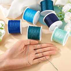 6ロール 6色6本撚りポリエステルメタリック糸  刺繍やDIYの編み込みブレスレット作りに  ミックスカラー  0.4mm  約54.68ヤード（50m）/ロール  1色/ロール&nbsp;OCOR-TA0003-11E