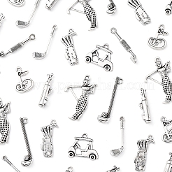 合金のチベット風チャーム  ゴルフサプリメント  アンティークシルバー  7~32x4~23.5x1.5~4.5mm  穴：0.8~4mm  80個/セット&nbsp;TIBEP-FS0001-34