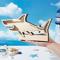 サメの形をした木製ディスプレイボックス  プレゼンテーションボックス  アンティークホワイト  27x3x13.5cm  内径：4.65のCM&nbsp;DIY-WH0430-991