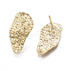 Hammered Brass Stud Earring Findings&nbsp;KK-Q764-036