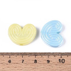 UVメッキ不透明アクリルビーズ  虹色の  ハート  ミックスカラー  17.5x22.5x5.5~6mm  穴：3mm&nbsp;OACR-T028-80
