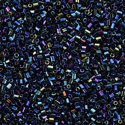 ガラス竹ビーズ  メタリックカラー  マリンブルー  2.5~3x2mm  穴：0.9mm  約15000個/ポンド&nbsp;SEED-S032-13A-604